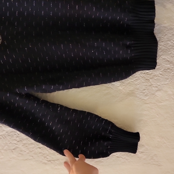 Vintage "Beverly Golderg Style" Acrylic Long Sleeve Metallic/Black Sweater - Picture 4 of 8